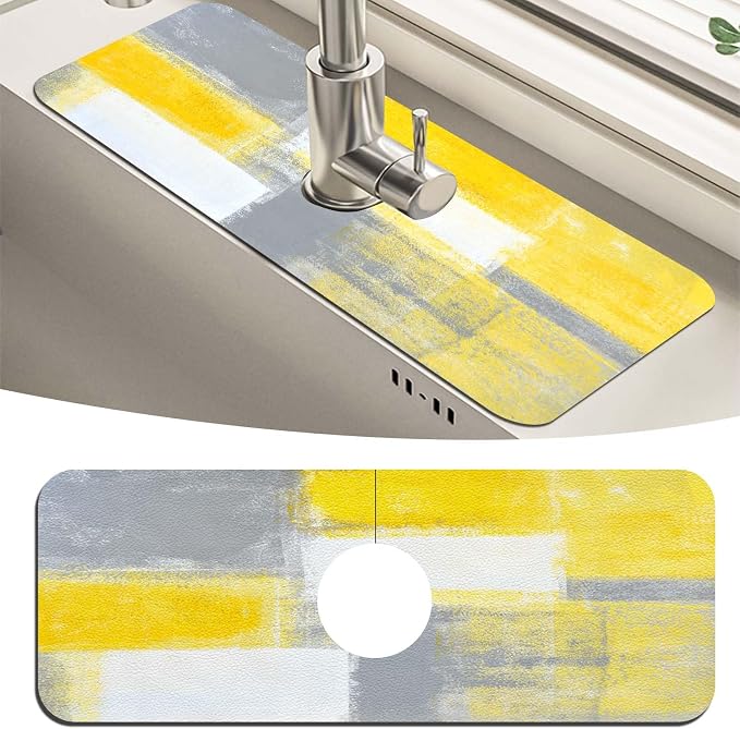 MCALK Yellow Kitchen Sink Faucet Mat Splash Guard, Absorbent Quick-Dry Kitchen by MCALK