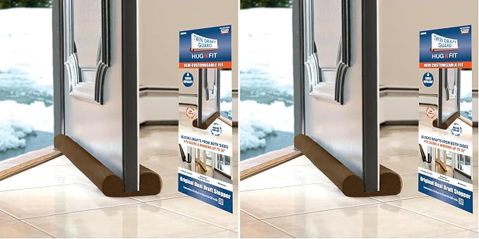 Twin Draft Guard Hug N Fit, Original Dual Draft Stopper Instantly Blocks Air by TWINDRAFTGUARD