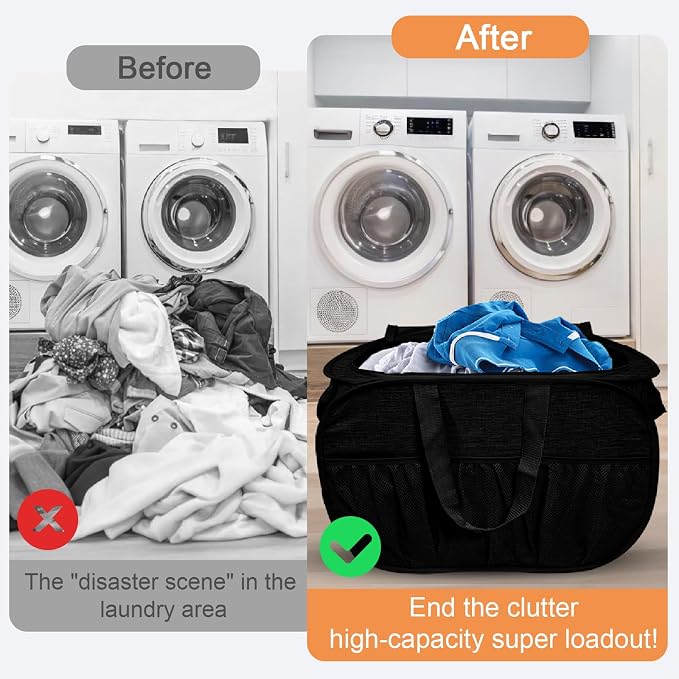 Collapsible Laundry Baskets, Tear Proof Pop Up Laundry Hamper - Image 4