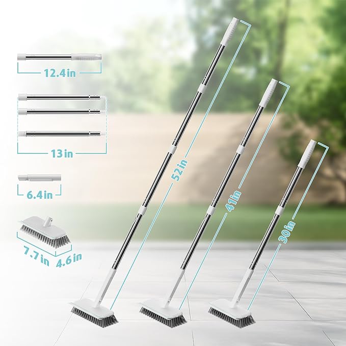 AIR U+ Concrete Scrub Brush, Long Handle, 7-Row Wire Bristles, Squeegee | - Image 8