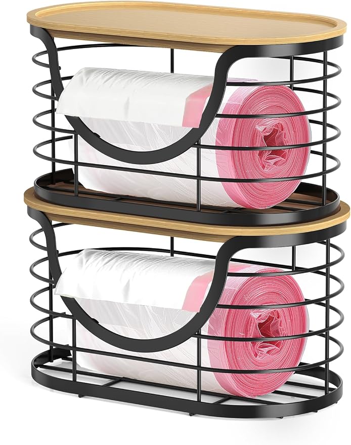Haotao 2 Pack Trash Bag Holder，Stackable Trashbag Dispenser by Unknown