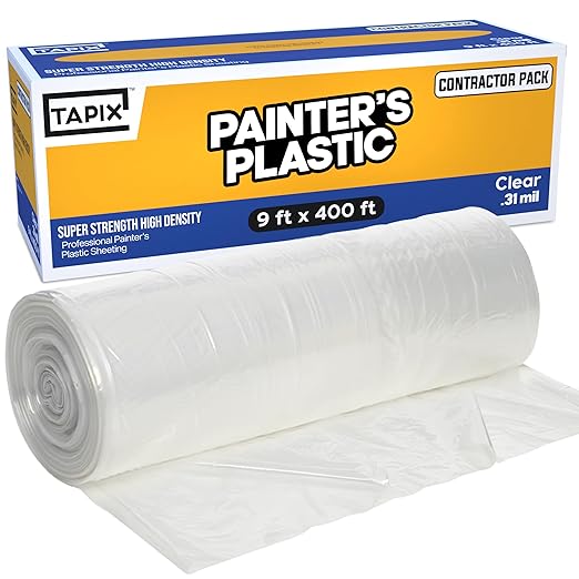 Painter's Plastic Film, High Density Painters Plastic Sheeting Roll in Box by Tapix