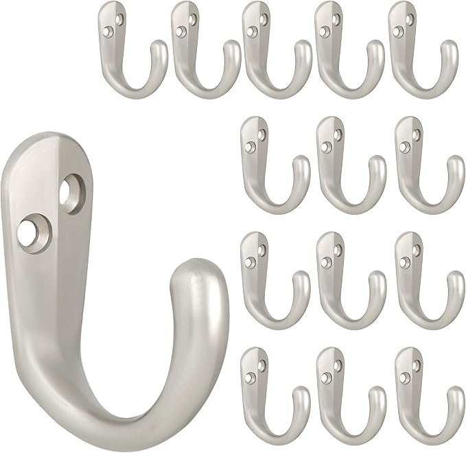 IBosins 15PCS Coat Hooks Wall Mounted Silvery Single Prong Robe Hook | Hanging by IBosins
