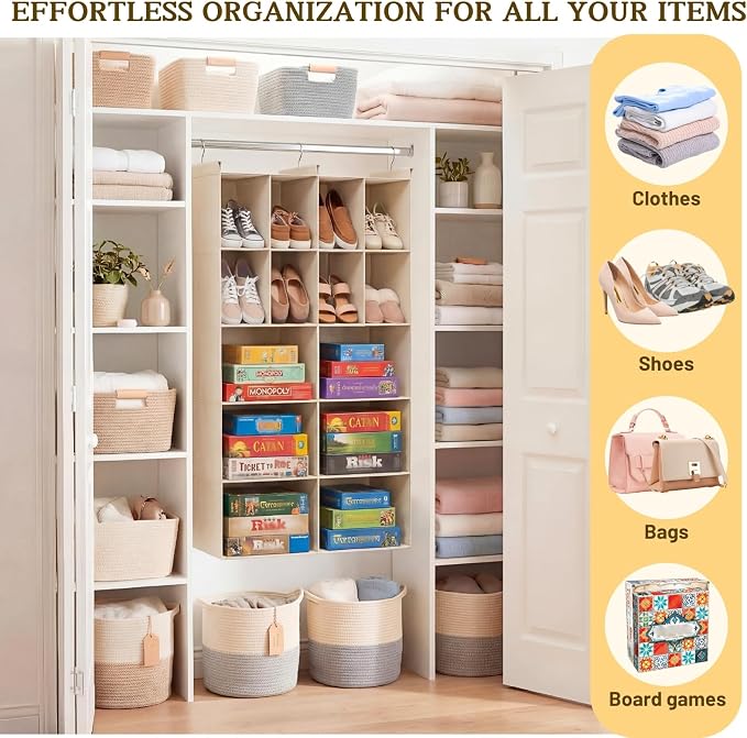 5 Tier Hanging Closet Organizer, 14 Compartments Dual Row Storage, 3 Sturdy - Image 6