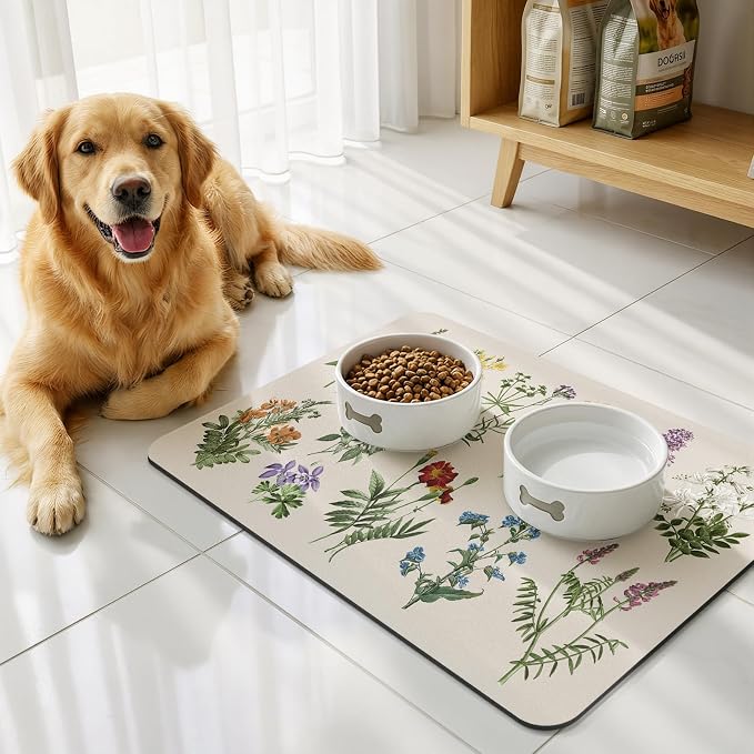 LOKHOM 16"x24" Dish Drying Mat，Vintage Sage Flower Herb Coffee Mat | Ultra - Image 9