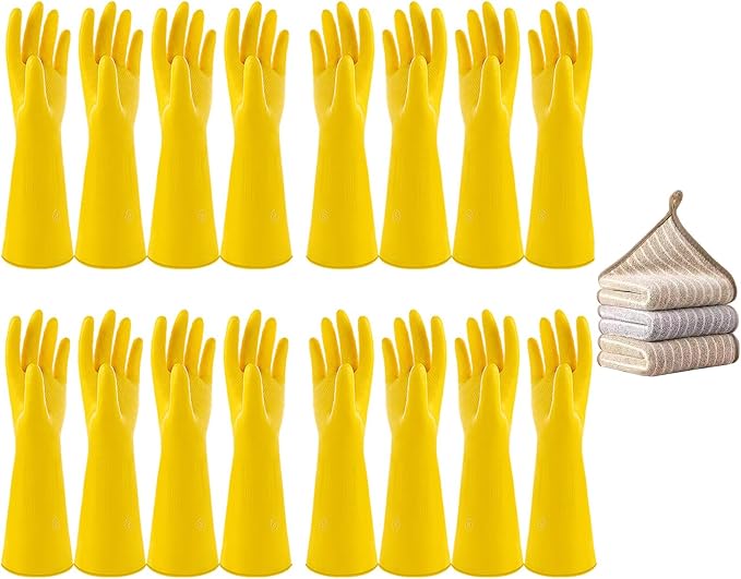 8 Pairs Reusable Household Cleaning Gloves, Rubber Kitchen Dishwashing Gloves by Vsootal