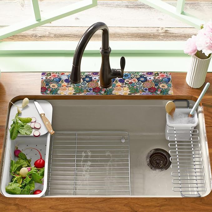 Sink Faucet Absorbing Mat, 2 Pack Drying Mat Around Faucet Sink Splash Guard - Image 3