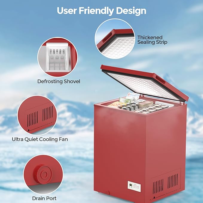 COWSAR 3.5 Cu.Ft Ultra-Low Temperature Chest Freezer, 14℉ to -40℉ Deep Freezer with 2 Removable Stainless Steel Baskets, Electronic Control, 7 Level Adjustable Thermostat