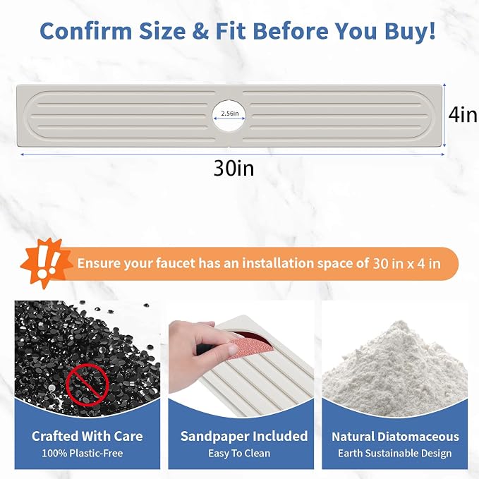 Fast Drying Kitchen Sink Splash Guard, Durable Stone Kitchen Faucet Mat - Image 3