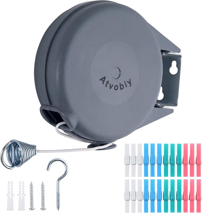 Retractable Clothesline Outdoor Heavy Duty Clothes Line Retracting Indoors by Atvobiy