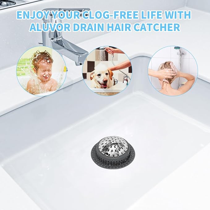 Aluvor Bathtub Drain Hair Catcher Shower Drain Cover Sink Drain Protector | - Image 6