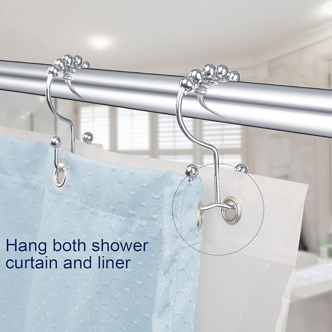 Gidse Shower Curtain Hooks, Sturdy Stainless Steel Double Sided Shower Hooks - Image 4