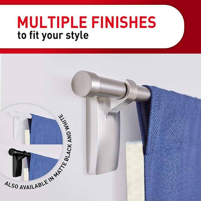 Command Medium Satin Nickel Curtain Rod Hooks, 2 Hooks, 4 Strips | No Drilling - Image 3