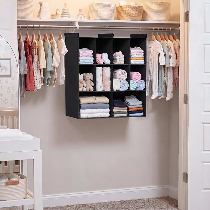 3 Tier Hanging Closet Organizer, 10 Compartments Dual Row Storage, 3 Sturdy - Image 2