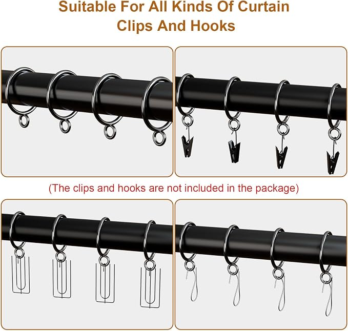 40 Pack Gunmetal Metal Curtain Rings - Image 3