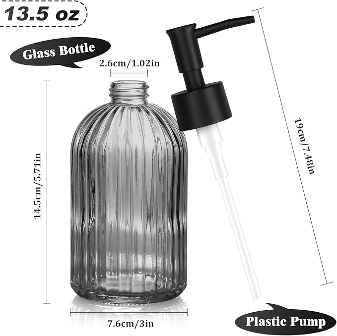 1 Pack 13.5oz Glass Soap Dispenser - Image 2
