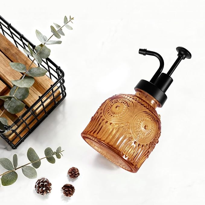 Amolliar 8 Oz Glass Vintage Soap Dispenser w/Plastic Pump, - Image 3