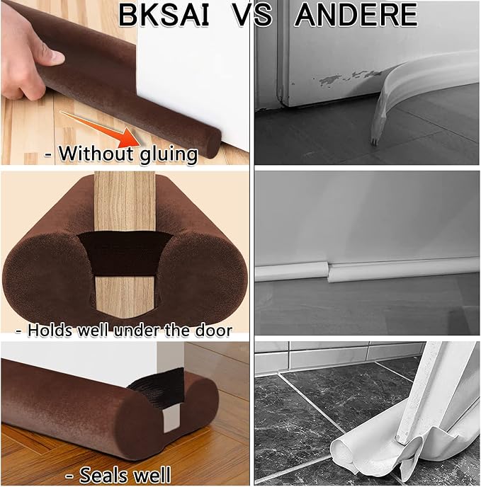 BKSAI Door Draft Stopper for Doors 29-35" No Adhesive Draft Stopper for Bottom - Image 7