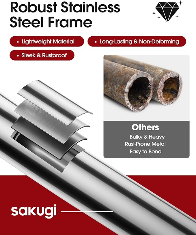 Sakugi Heavy Duty Stainless Steel Rolling Clothes Rack - Image 4