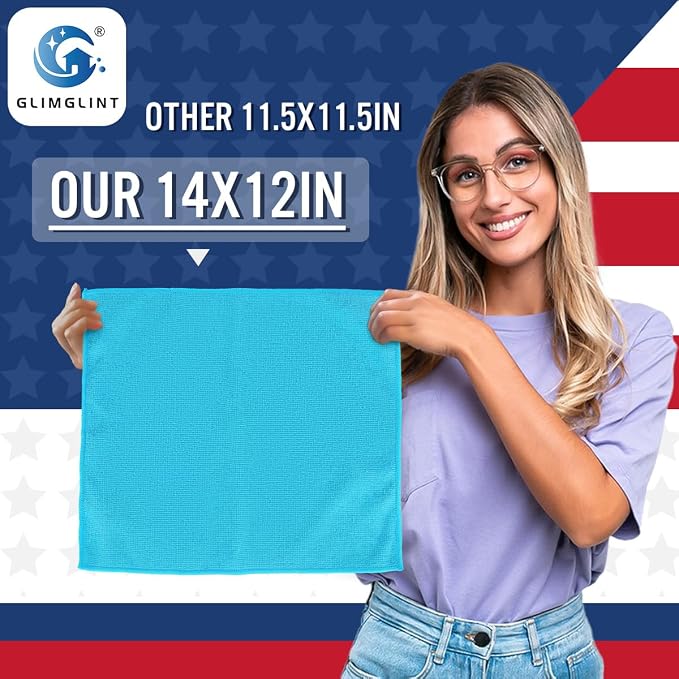 GLIMGLINT Microfiber Cleaning Cloth, 12 Pack Towels - Image 2