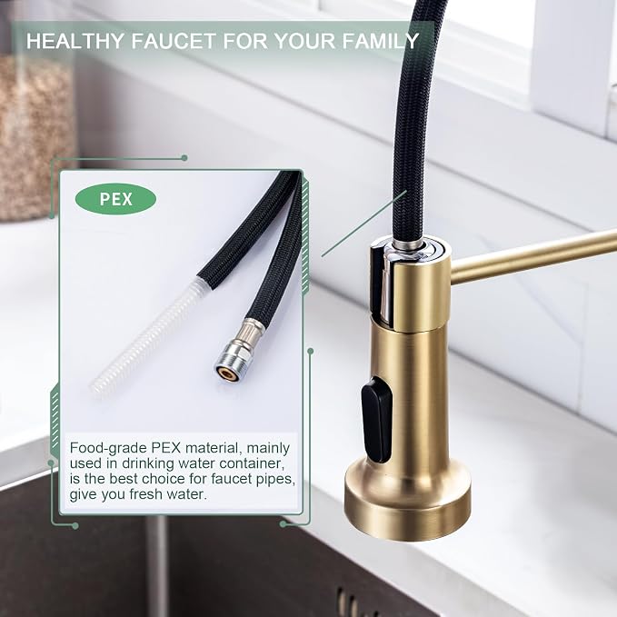 WEWE Pull-Down Kitchen Faucet, 2-Mode Sprayer, High Arc | 17-Inch Height - Image 5