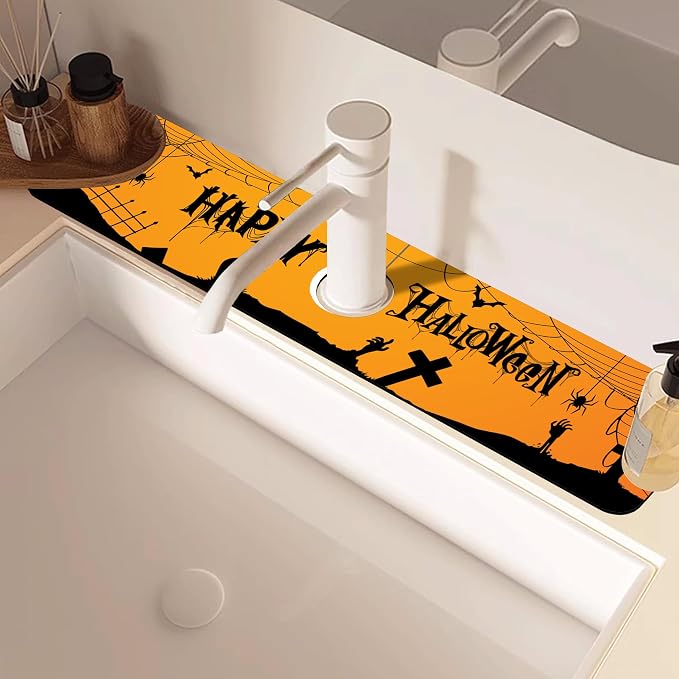 Halloween Bats Spider Webs Dish Drying Mat - Image 2