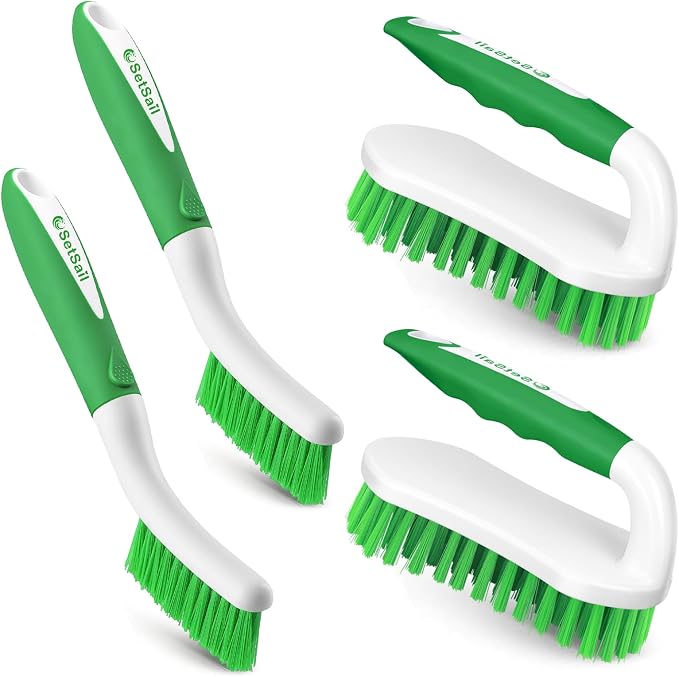 SetSail Scrub Brush, Stiff Bristle Cleaning Scrubber, 4 Pack | Durable Bristles by SetSail