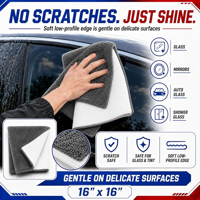 Hybrid Glass Microfiber Towel – Waffle Weave & Plush Dual Action Cleaning Cloth - Image 4