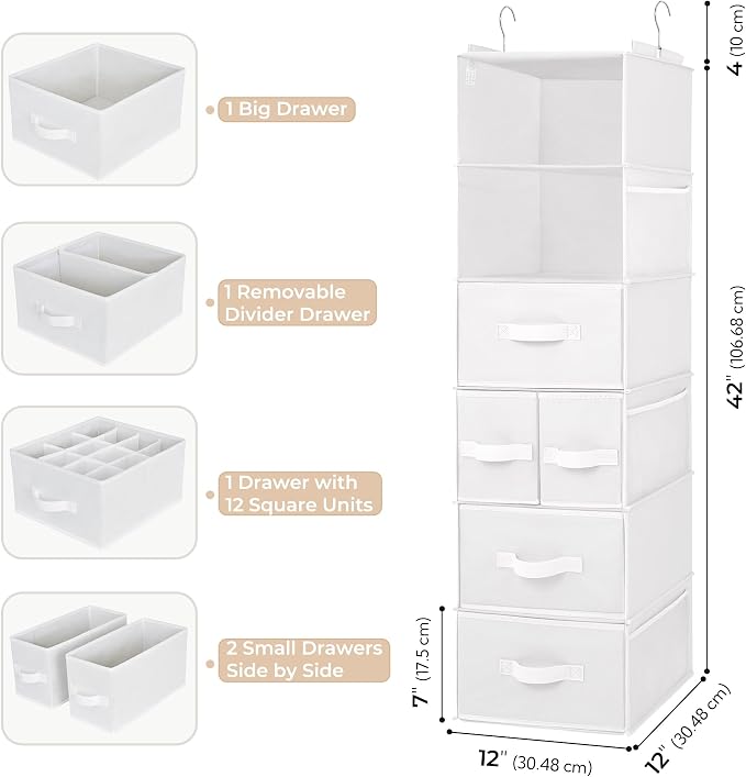 GRANNY SAYS Hanging Closet Organizer, 5 Drawers, 6 Shelves, 6 Pockets | Hanging - Image 3