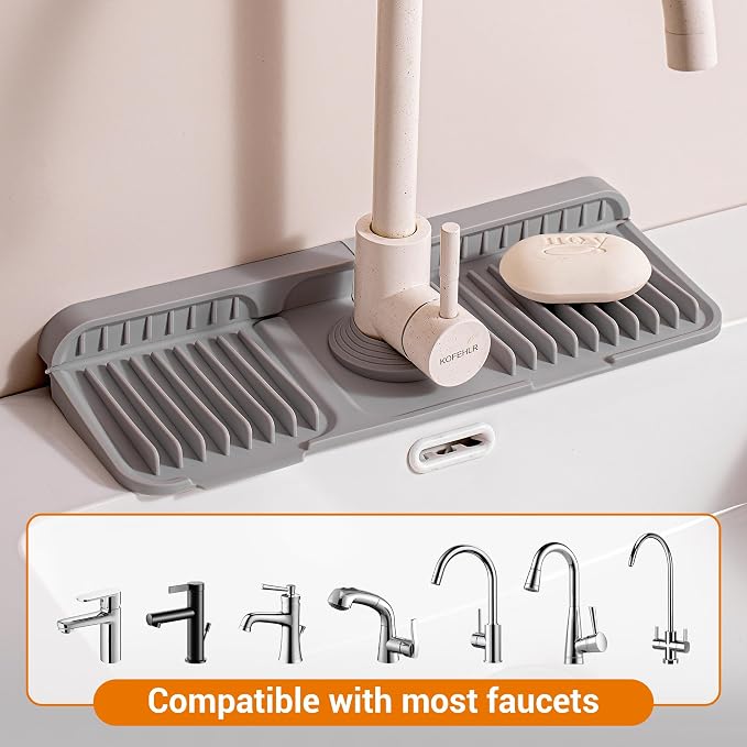 ZJWZLG Faucet Mat for Kitchen Sink, Snap-On Design & 7°slope Fast Drain - Image 7