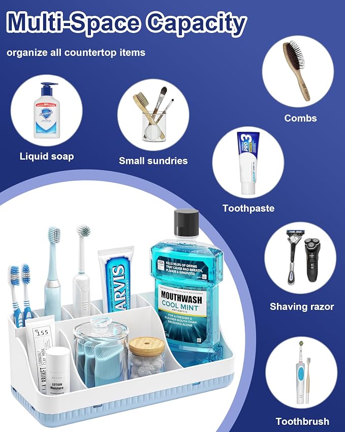 Bathroom Counter Organizer and Storage, 7 Slots Detachable Toothbrush Holders - Image 6