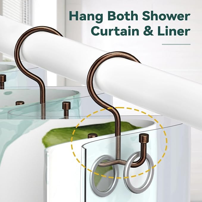 Shower Curtain Hooks, Shower Curtain Rings, Durable Rust Proof Shower Curtain - Image 5