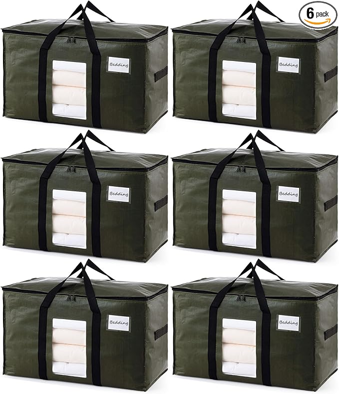 TAILI 6 Pack Green Extra Large Moving Bags, Storage Bag by TAILI