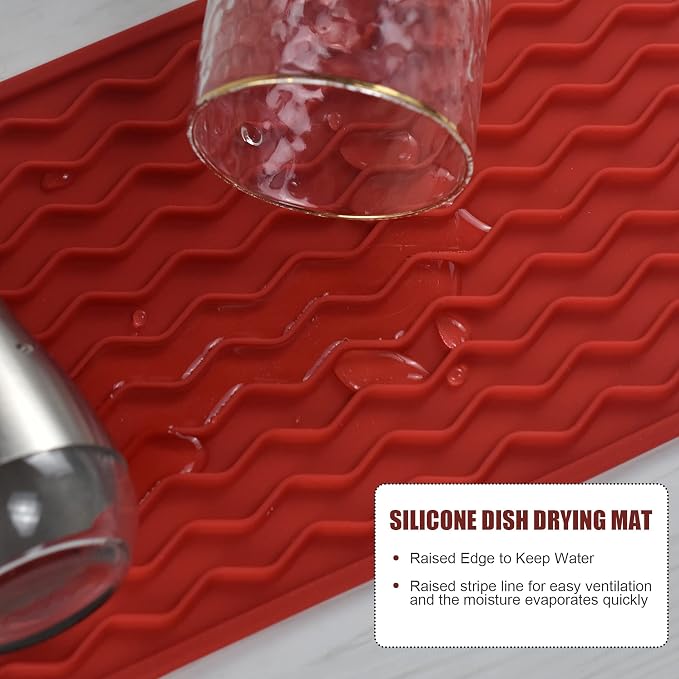 Silicone Dish Drying Mat, Non-Slip Easy Clean Sink Mat, Large Heat-resistant - Image 4