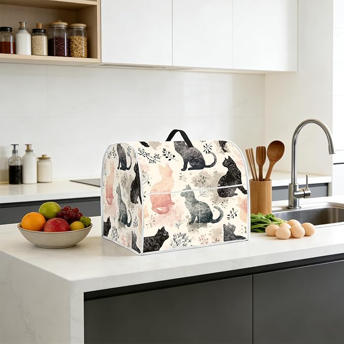 Stand mixer cover with handle and storage bag, reusable and washable, stylish retro floral design, keeps kitchen countertops clean and tidy (fits 6-8 quart mixers).