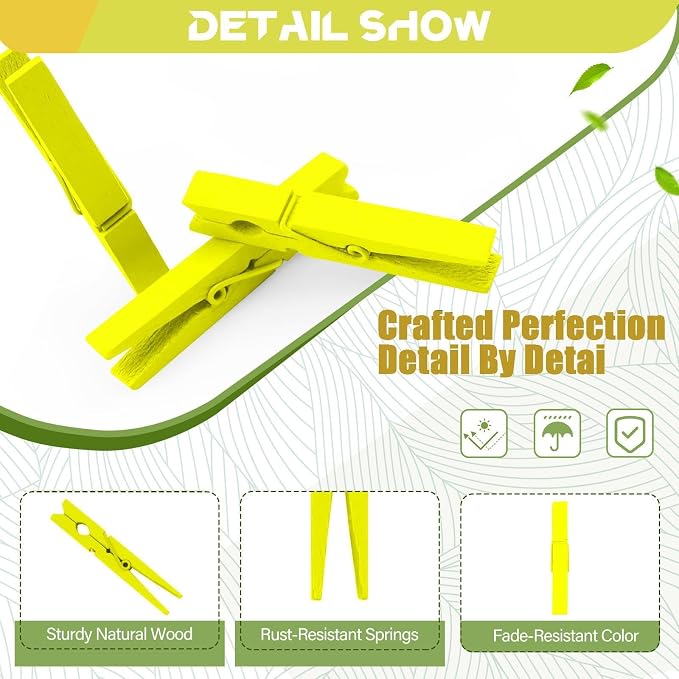 100 Pcs Yellow Clothes pins - Image 2