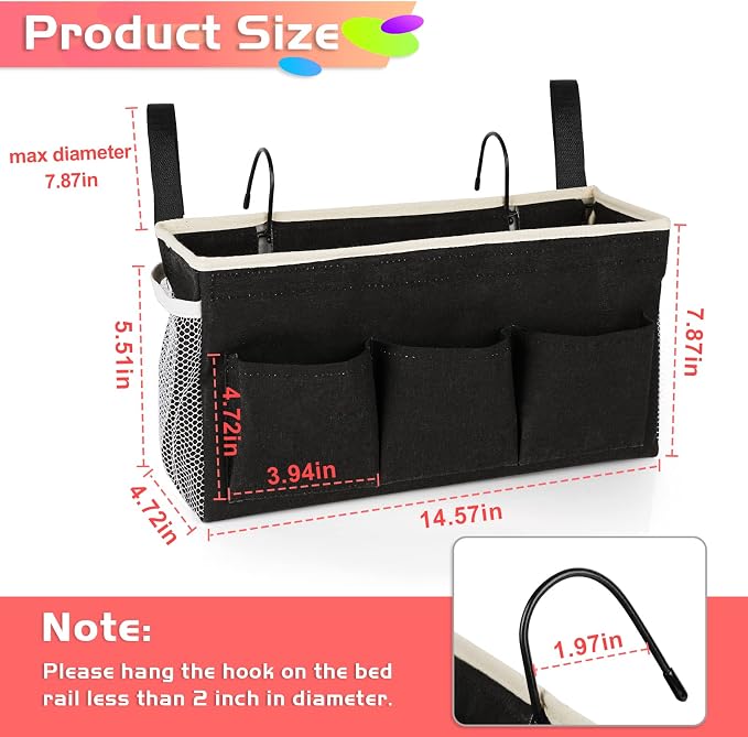 Bedside Caddy, Bedside Storage Bag Hanging Organizer - Image 4