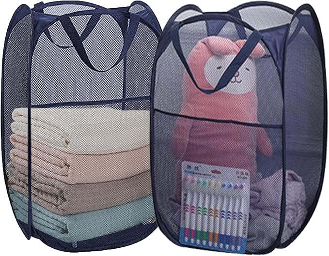Foldable Clothes Basket Mesh Pop Up Laundry Hamper by Aplter