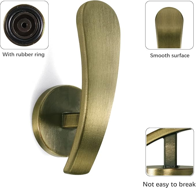 Curtain Holdback, Brass | Decorative Drapery Metal Hook Wall Hanger - Image 7