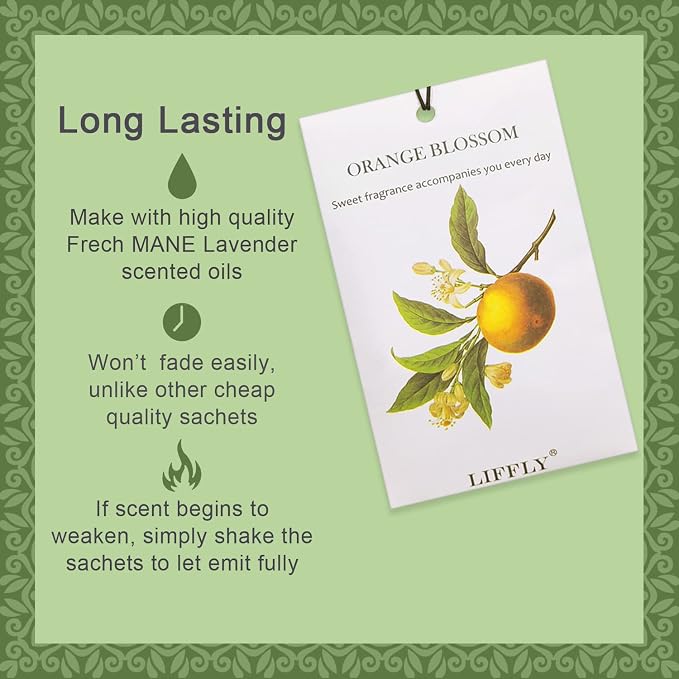 14 Packs Orange Blossom Scented Sachets fit Drawer and Closet Home Fragrance - Image 2