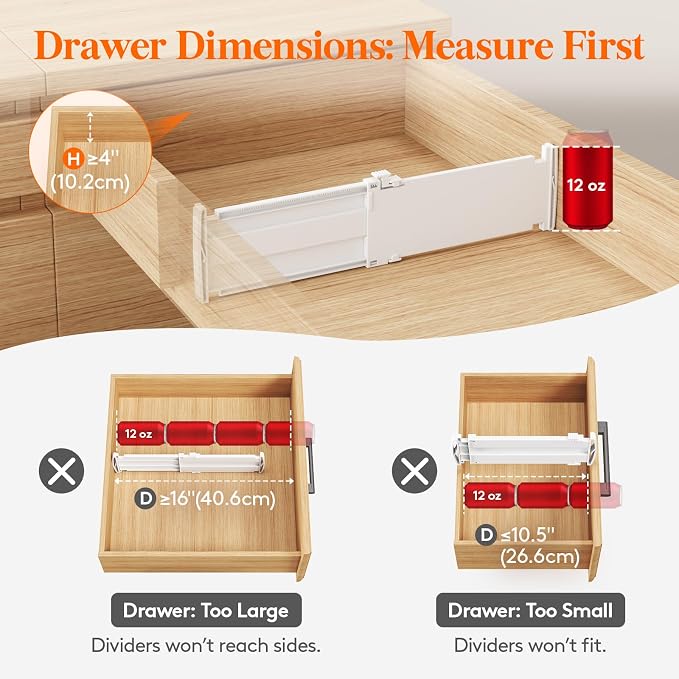 Lifewit 5 Pack 4" High Drawer Dividers, Adjustable Drawer Organizer Clothes | - Image 6