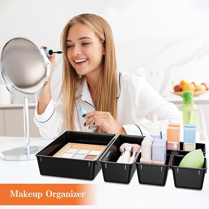 SpaceHacks 25 PCS Plastic Drawer Organizer, 4-Size Versatile Organizer Trays & - Image 5