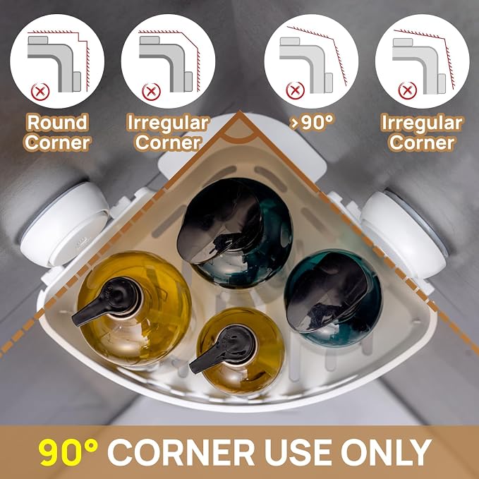 LEVERLOC Corner Shower Caddy Suction Cup, Shower Basket Suction Bathroom - Image 3