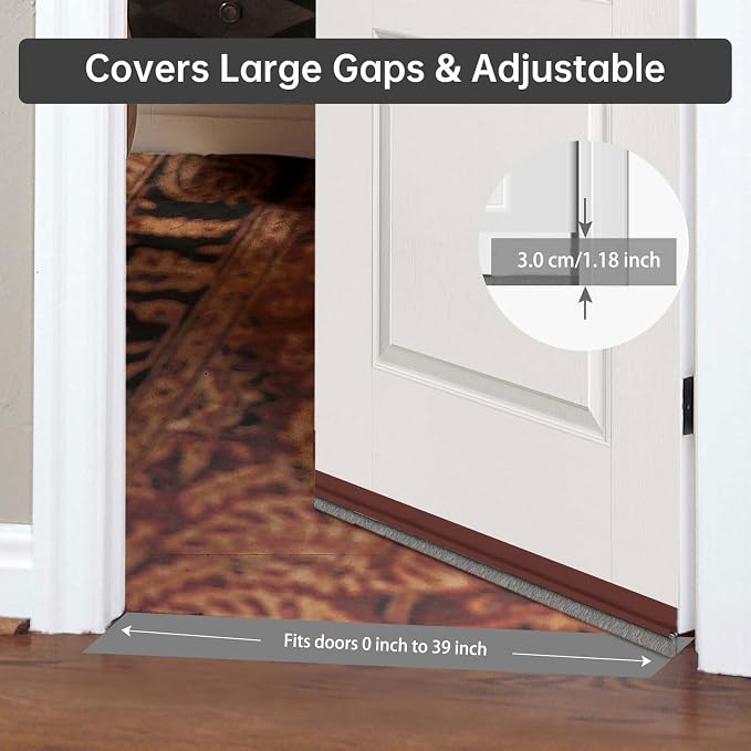 Self-Adhesive Brush Door Sweep, 39.37" L x 1" W, Blocks Dust and Noise - Image 4