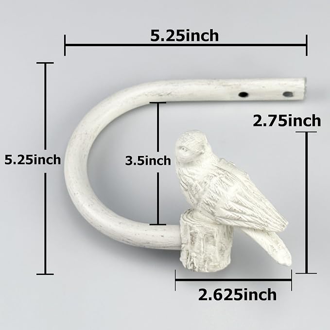 Curtain Drapery Holdbacks with Resin Bird, Wall Mount Drapery Hooks Holders - Image 6