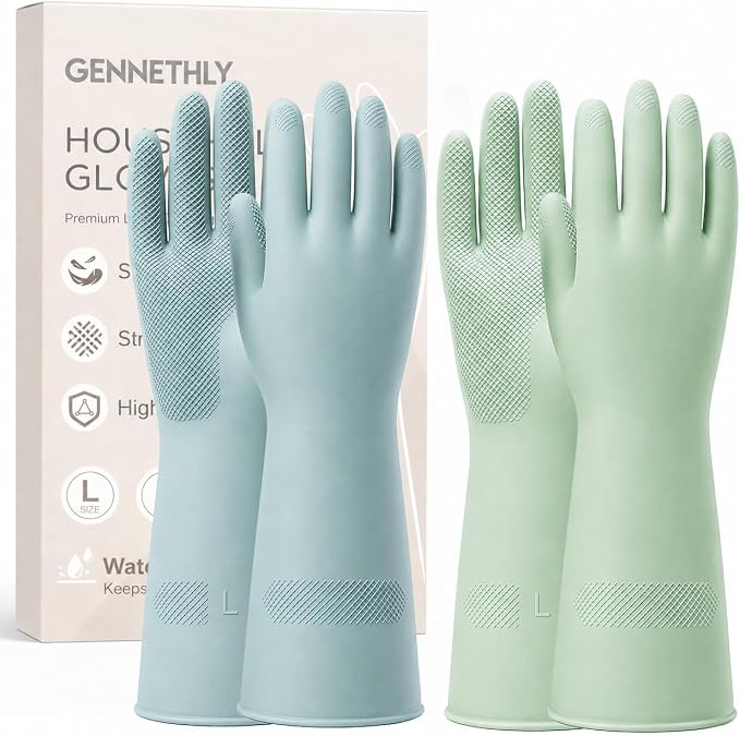 Cleaning Rubber Gloves, Waterproof Non-Slip Long Cuff Dishwashing Household by Unknown