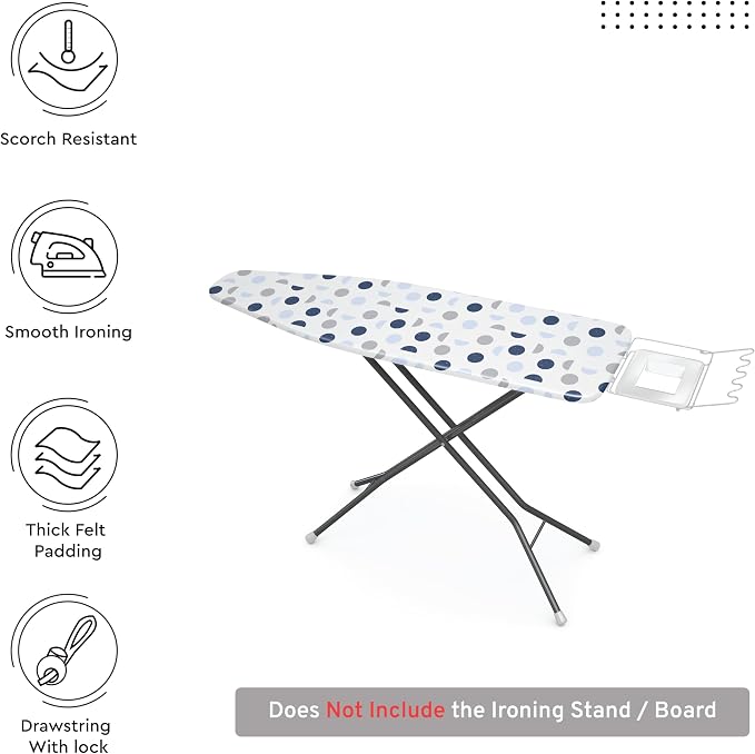 Encasa XO Ironing Board Cover and Pad, Thick Felt 54"x15" - Image 3