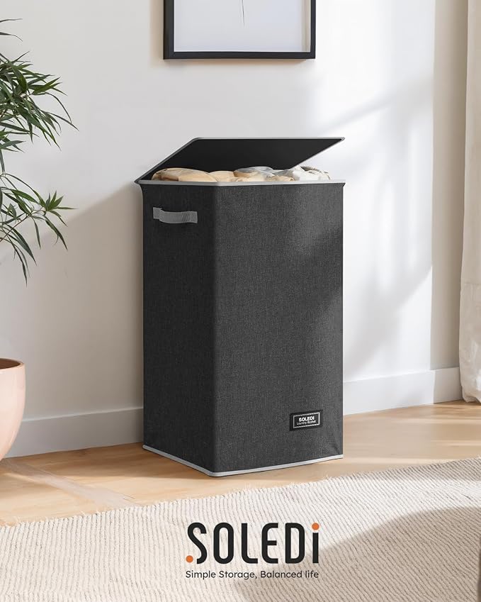 SOLEDI 90L Laundry Hamper with Lid, Large Collapsible Laundry Basket | Sturdy - Image 8