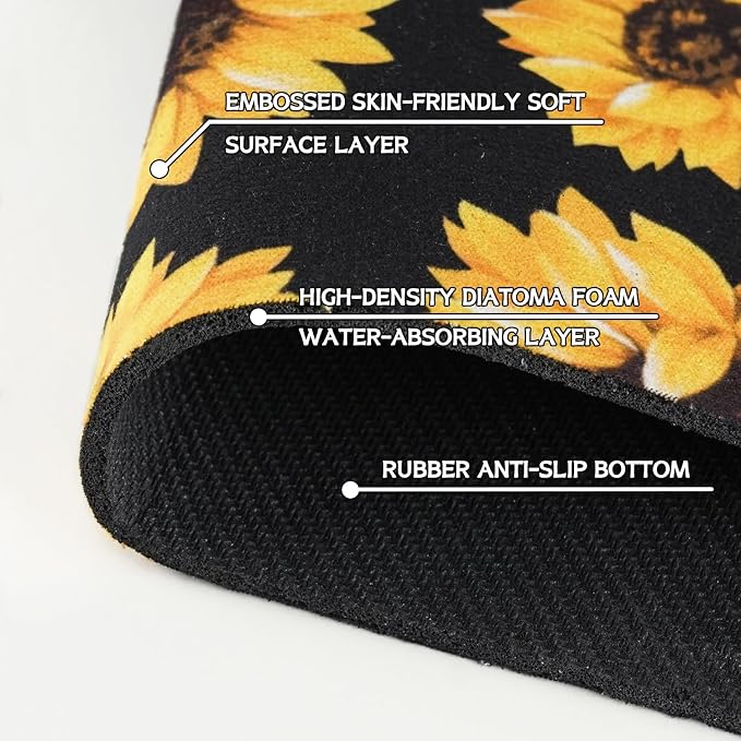 Vintage Black Sunflowers Kitchen Sink Splash Guard Faucet Mat, Faucet Non-Slip - Image 5