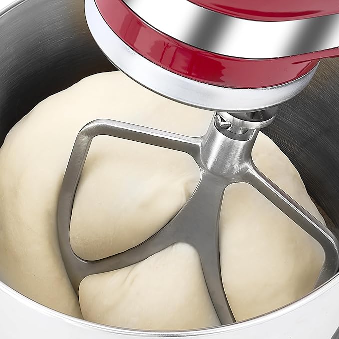 316 Stainless Steel 6qt Flat Beater Fits Kitchenaid 5QT Bowl-Lift Mixers, 100% Polished Smooth Uncoated,Thoroughly Mixing&Stable Operation with 0% Residue, Dishwasher Safe, Durability, Spatula&Recipes